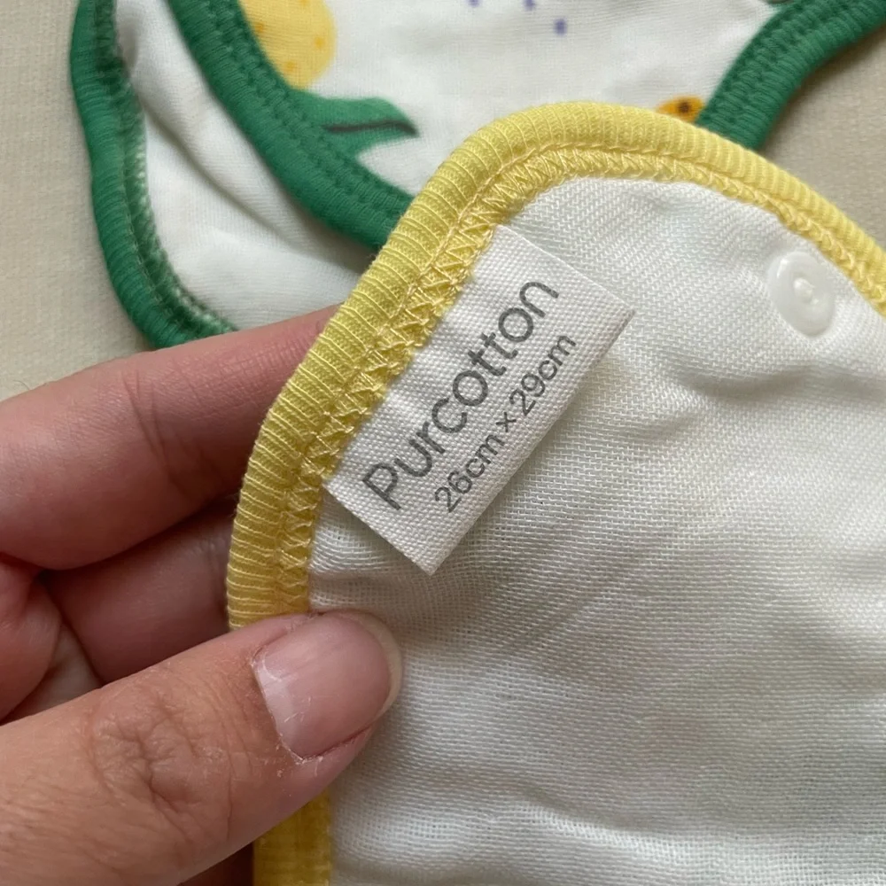 Baby Bib Set - Blue, Green & Yellow Scalloped Cotton Bibs